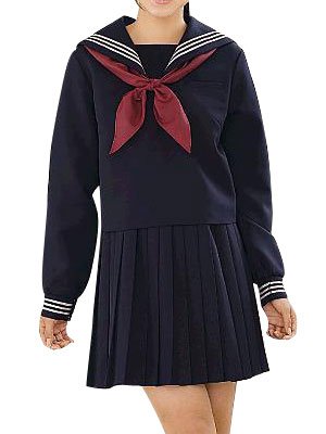 High waisted Deep Blue Long Sleeves Sailor Uniform Cosplay