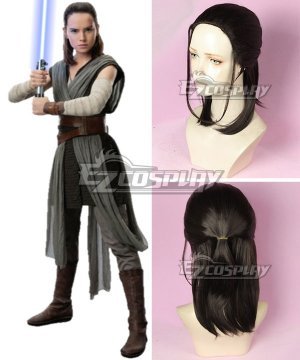 Star Wars The Last Jedi Rey Black Brown Cosplay Wig