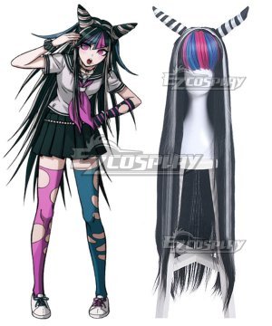 Danganronpa 2: Goodbye Despair Ibuki Mioda Black White Cosplay  -  + Horn