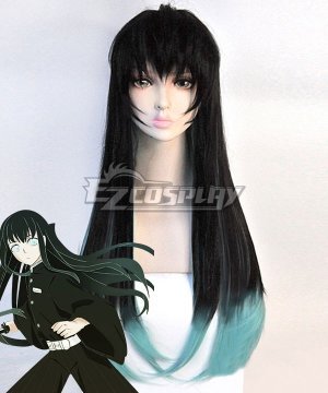 Demon Slayer: Kimetsu No Yaiba Tokitou Muichirou Muichiro Tokito Black Green Cosplay