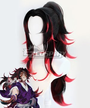 Demon Slayer: Kimetsu no Yaiba Michikatsu Tsugikuni Kokushibo Black Red Cosplay