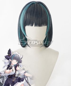 Azur Lane HMS Cheshire Grey Blue Green Cosplay Wig