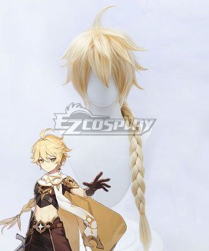 Genshin Impact Traveler Male Aether Golden Cosplay Wig