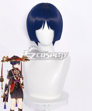 Genshin Impact Scaramouche Blue Cosplay Wig