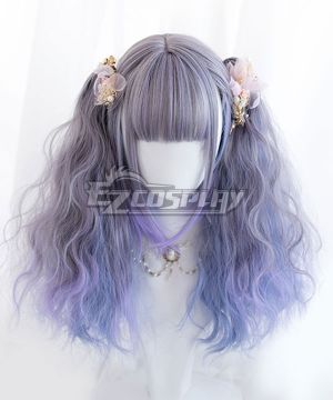 Gradient Blue Double Ponytail Cosplay