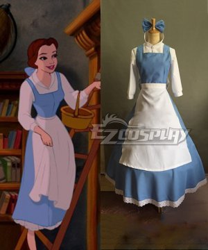 2015 New Beauty and the Beast  Adult Belle Maid Dress Women Blue Cosplay Fancy Dress