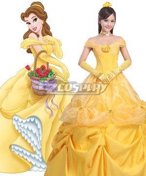 Disney Beauty and The Beast Belle Yellow Dress Cosplay  - B Edition