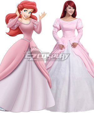 Disney The Little Mermaid Ariel Princess Pink Dress Cosplay