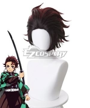 Demon Slayer: Kimetsu No Yaiba Kamado Tanjirou Red Brown Cosplay  - 487A