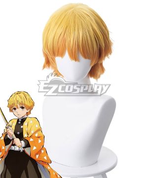 Demon Slayer: Kimetsu No Yaiba Agatsuma Zenitsu Yellow Orange Cosplay  - 487C